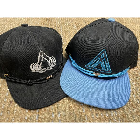 Lot 2 Findlay Skeleton Three Diamond Triangle Mountain Blue Brim Snapback Hat - Picture 2 of 7